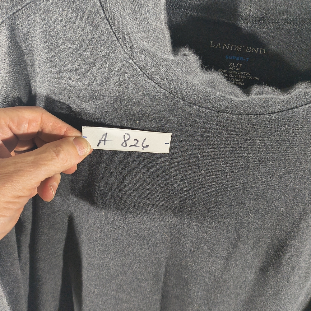 Lands' End Men's Size XL Dark Gray Mock Turtle Long Sleeve T Shirt